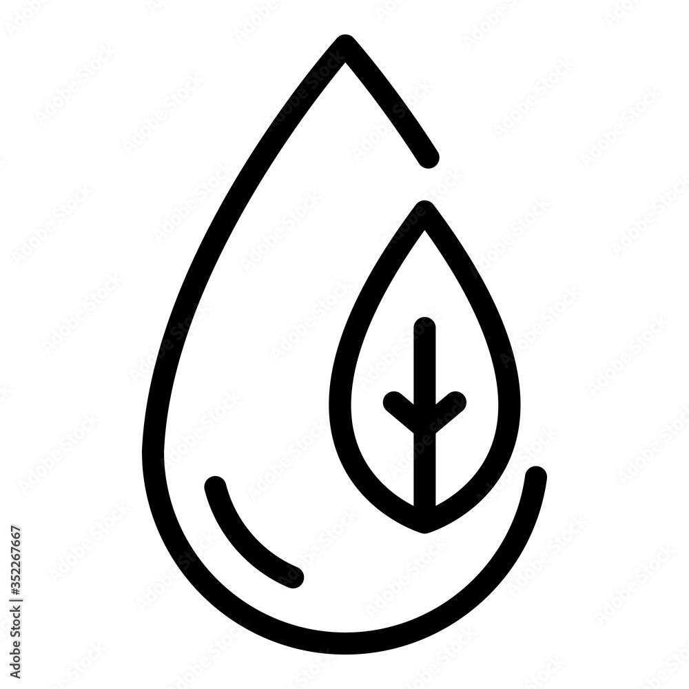 Poster drop and leaf in a circle icon. outline drop and leaf in a circle vector icon for web design isolate