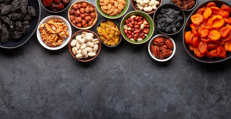 Various dried fruits and nuts