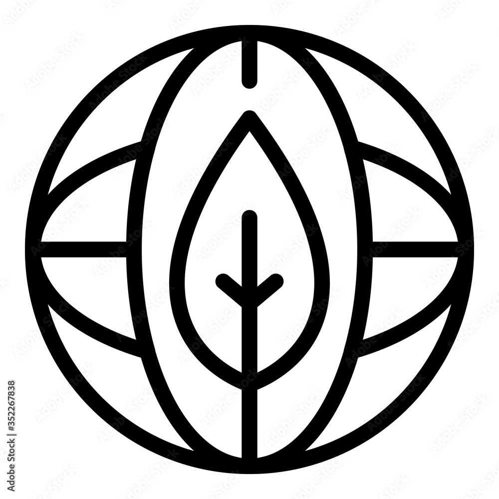 Poster leaf on the globe icon. outline leaf on the globe vector icon for web design isolated on white backg