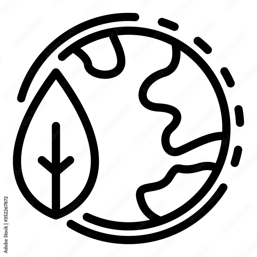 Poster planet and leaf icon. outline planet and leaf vector icon for web design isolated on white backgroun