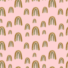 pattern brown rainbow on a pink background abstract illustration, for childish design