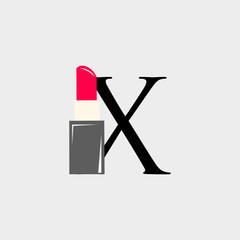  logo lipstick with letter x vector design
