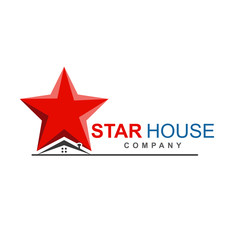House logo design template with star shape element graphic. Modern home and real estate concept. Vector icon illustration can use for brand business company, property agency, developer construction
