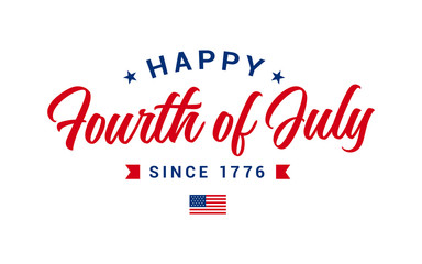 Simple monogram of Happy Fourth of July, American Independence day vector illustration with USA Flag & Star.