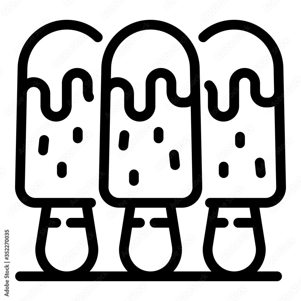 Poster three ice creams on stick icon. outline three ice creams on stick vector icon for web design isolate