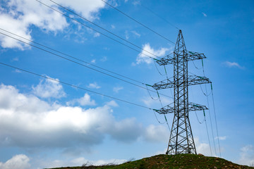 Tower electric on sky background