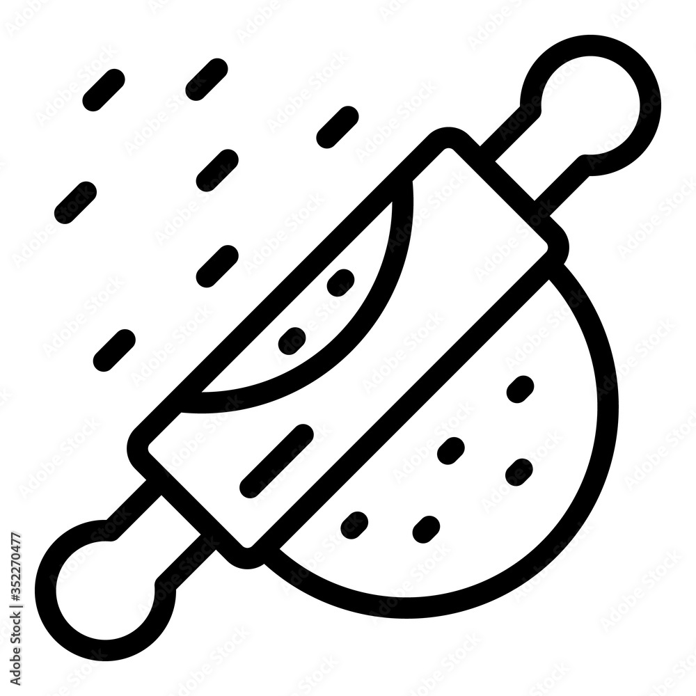 Poster rolling pin and dough icon. outline rolling pin and dough vector icon for web design isolated on whi