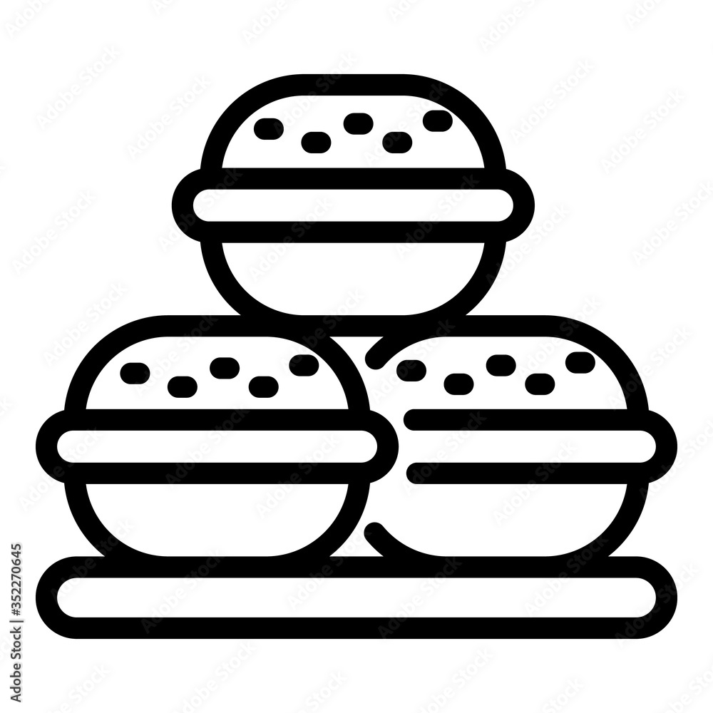 Poster three macaroons icon. outline three macaroons vector icon for web design isolated on white backgroun