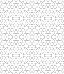 Seamless arabic geometric ornament in black and white.Fine lines.