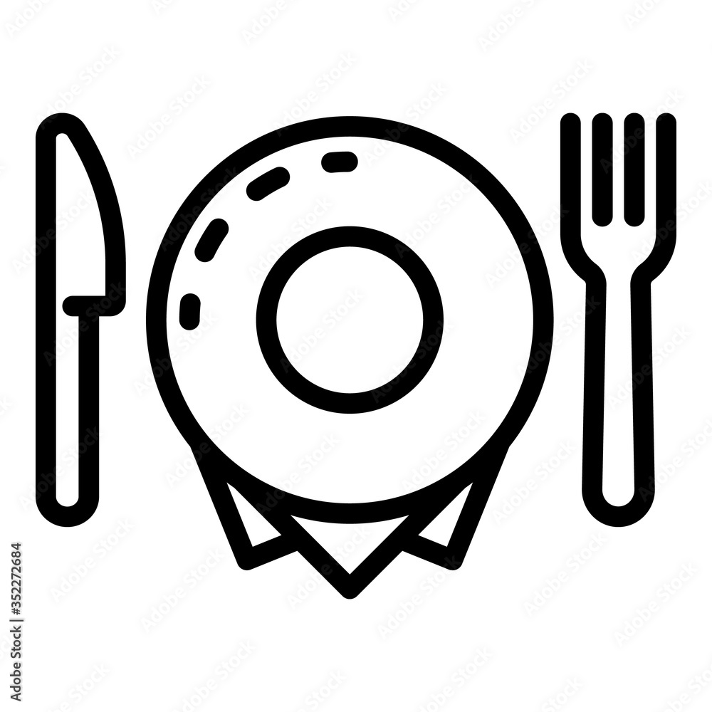 Poster plate fork and knife icon. outline plate fork and knife vector icon for web design isolated on white
