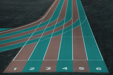 Lanes of an athletic track