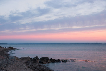 Fototapeta premium coastal landscape with breakwater, copy space