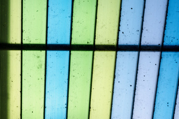 Glass structure of different colours