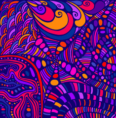 Intricate pattern with doodle style maze ornaments. Mystic abstract  fantasy texture.