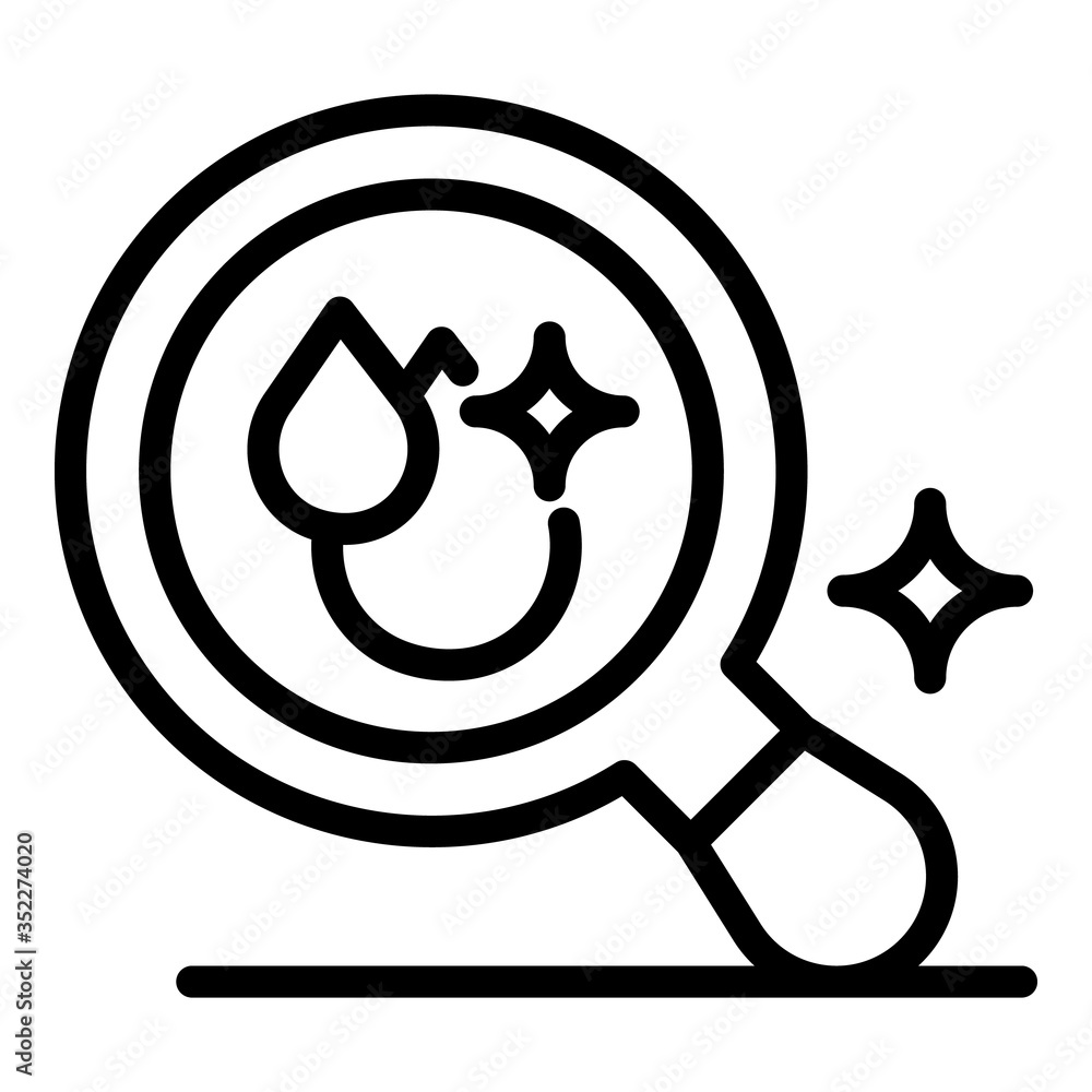 Poster drops in magnifier icon. outline drops in magnifier vector icon for web design isolated on white bac