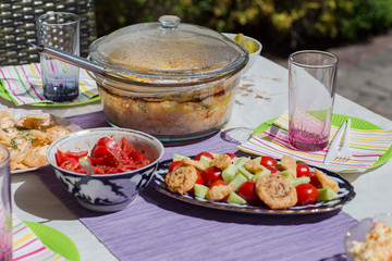 lunch and snacks on the terrace in summer
