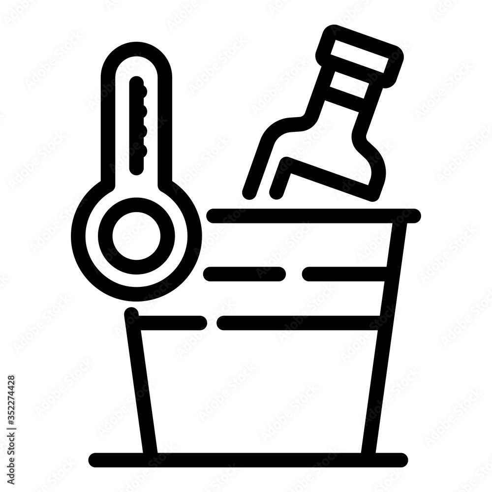 Poster cooling a bottle of wine icon. outline cooling a bottle of wine vector icon for web design isolated 