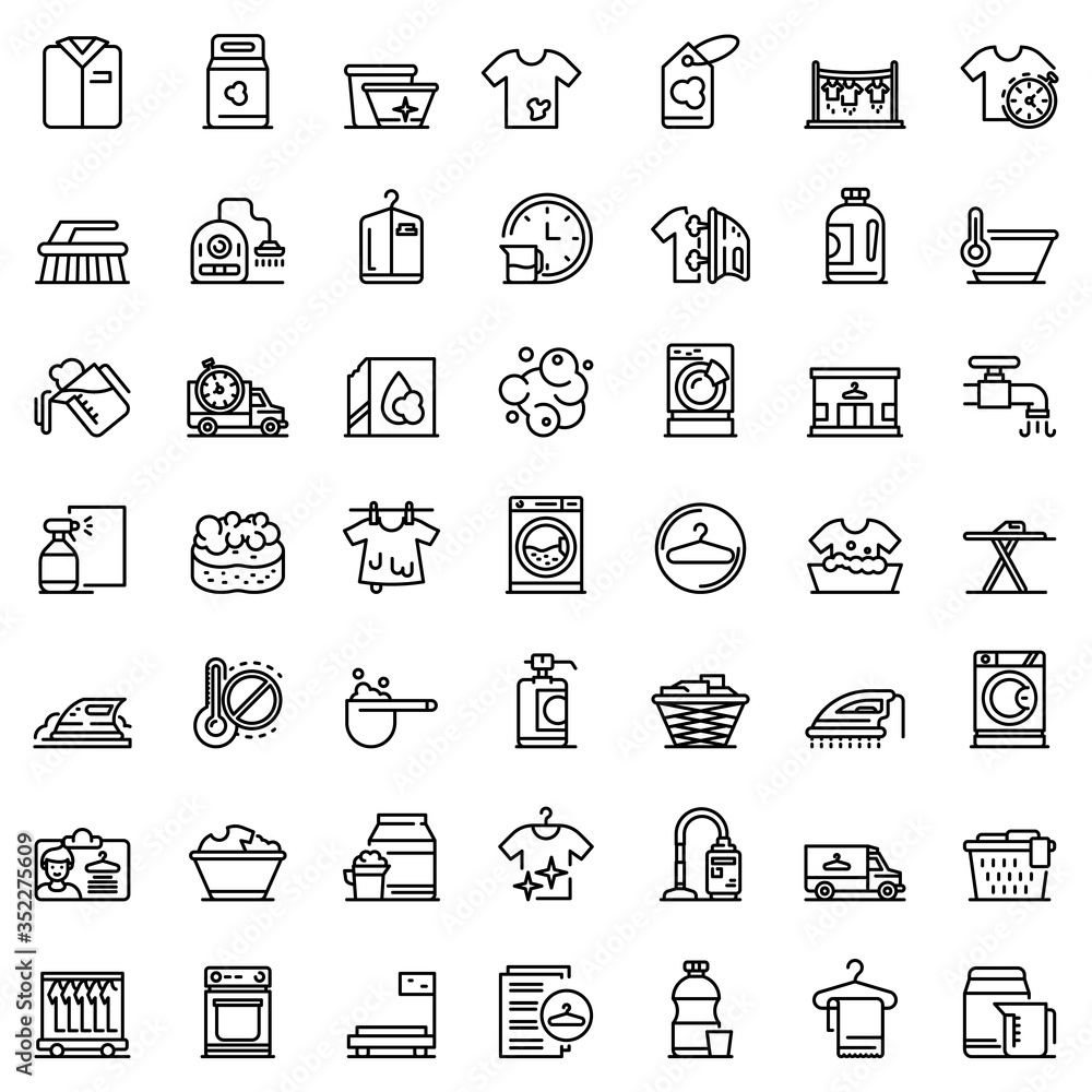 Aufkleber dry cleaning icons set. outline set of dry cleaning vector icons for web design isolated on white ba
