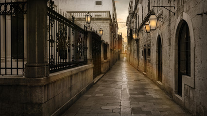 Fototapeta na wymiar Medieval old town street in Dubrovnik, Croatia