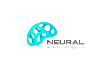Brain Artificial Intelligence Logo Neural Network design abstract vector template