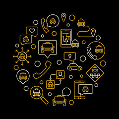 Vector Taxi concept outline round creative illustration
