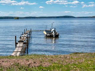 A small boat in the lake Mälaren win Sweden