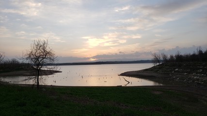 sunset over the river