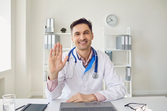 Doctor Speaks With Patient Online Video Chat Call Conference Call.