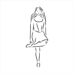 Irish Dance Troupe Jumping Together in Traditional Dresses and Ghillies. Irish dancing vector sketch illustration