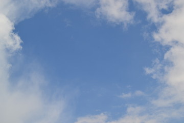 The sky is blue, clouds.