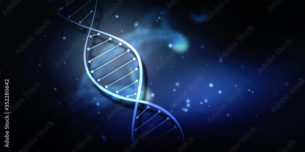 Poster 2d render of dna structure, abstract background
