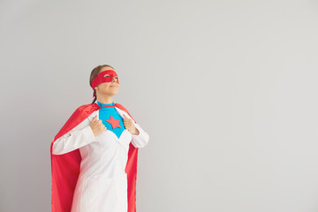 Doctor super hero on a gray background.