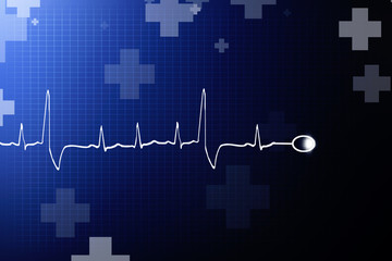 Heart with cardiogram -2D illustration
