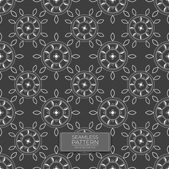 dark background design of damask leaf seamless pattern, decorative vector drawing