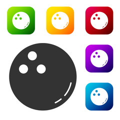 Black Bowling ball icon isolated on white background. Sport equipment. Set icons in color square buttons. Vector