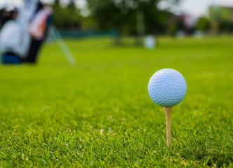 golf ball on golf green grass natural fairway