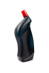 Mockup black bottle for design. Black container isolated on a white background. Beauty and health concept.