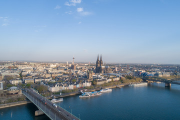 Fototapeta na wymiar Aerial View Cologne Köln Rhein Panorama