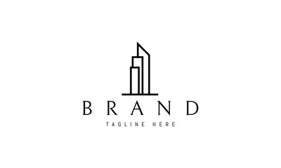 Vector logo on which an abstract image of three modern tall buildings.