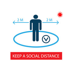 Practice social distancing, keep distance in public facility to avoid or protect from coronavirus spreading concept. Infographic design keeping space or distance from other people