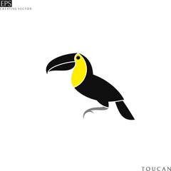 Toucan. Tropical bird. Vector illustration EPS. Isolated bird on white background