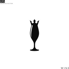 Wine. Logo. Isolated wineglass with crown on white background