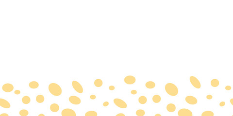 Seeing spots border, Misshappen yellow spots on white background, seamless vector repeat pattern