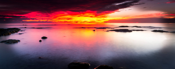 magical sunrise on the shore of Lake Malawi, African colours, Malawi, South-East-Africa