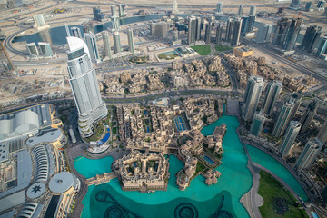 top view of Dubai from the observation deck of the Burj Khalifa skyscraper