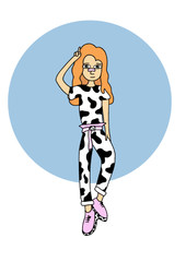 girl in cow clothes