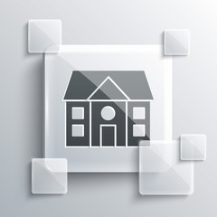 Grey House icon isolated on grey background. Home symbol. Square glass panels. Vector