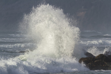 Powerful waves splashing