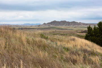 Landscape view of Badlands National Park near Sage Creek (South Dakota).