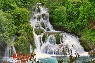 Fototapeta na wymiar Waterfall in Krka National Park, Croatia